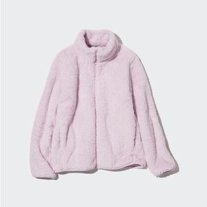 Uniqlo pink teddy zip up jacket size XS